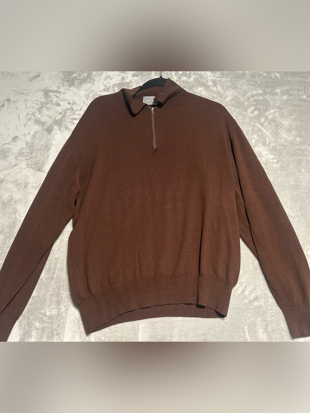 Lord & Taylor Italian Merino Wool Quarter Zip Pullover Men’s XL Brown